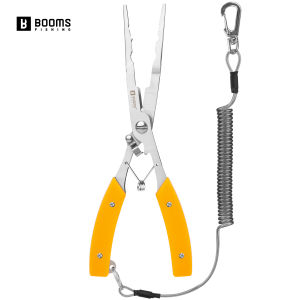 Booms Fishing H06 Multifunctional Locked Pliers 7.8in Stainless Steel Long Hook Remover Line Scissors Crimper Fishing Tools