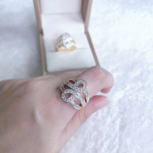 แหวนเพชรหน้ากว้างดีไซน์ เลขมงคลอินฟินิตี้ ขนาดฟรี ไม่มีหมด