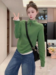 Fashionable Niche Design Warmth Retaining Dorean Half-Zip Turtleneck Sweatshirt