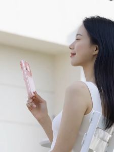 Portable Multi-Function Handheld Neck Fan Foldable Hanging Ultra Quiet USB Rechargeable Cooling Fan with Phone Holder Power Bank Digital Display Function for Home Office Outdoor