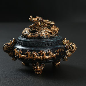 Phoenix and Dragon Antique Incense Burner Resin