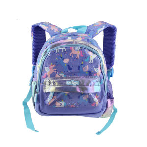 Smiggle กระเป๋านักเรียนของเด็ก Tas Ransel Anak Perempuan ยูนิคอร์นสีม่วงสุดเท่คาวาอี้11นิ้ว1-3ปี