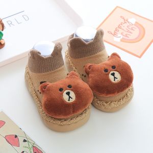 HIPPOALND Kaus kaki lantai bayi kartun baru/sol kulit anti-selip sepatu balita anak-anak boneka lucu/sepatu non-slip dalam ruangan  375-377