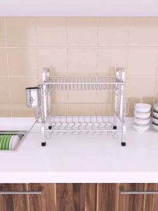 GSlife 2/3-ชั้น ชั้นวางจาน ที่คว่ำจานชามสแตนเลส ทนทาน ชั้นวางของในครัว ชั้นวางของ