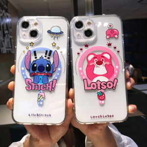 Cartoon Lovely Stitch Lotso Bear Magsafe Mobile Phone Case For iPhone 16 Pro Max 15 Pro Max 14 Pro Max Plus Soft Magnetic Phone Back Cover for iPhone 11 12 13 Pro Max Back Shell
