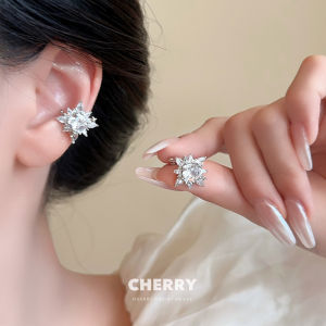 Elegant Star Zirconia Ear Cuffs for Women No Piercing Required Snowflake Design Fashionable Trendy Alloy Jewelry Ear Decorations
