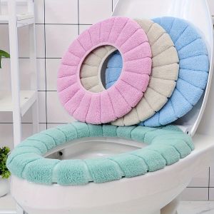 1Pc Winter Warm Thicker Toilet Seat Cover Mat Soft Washable Bathroom Cushion Closestool Warmer Accessory for Added Comfort
