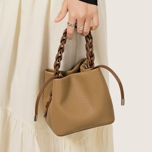 High Quality Exclusive Leather Bucket Bag Women Commuter Minimalist