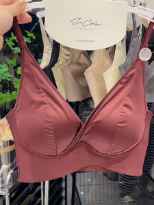 Spring 2025 Luxury Sensation Deep V Satin Womens Strapless Bralette Seamless Camisole Trendy Inner Wear Short Style Pure Color