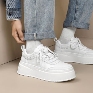 Black Thick Bottom Slip-On Shoes Mens Winter New Fleece Lined Casual White Shoes Mens Heightening Platform Fashionable