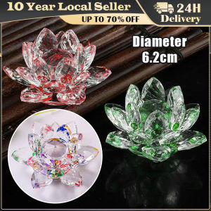 Crystal Lotus Flower Lotus Glass Figure Paperweight Ornament Feng Shui Decor Collections