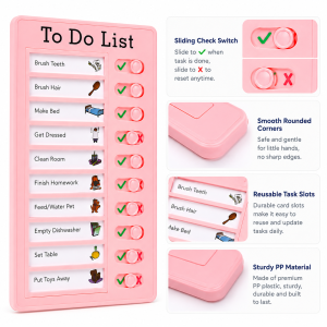 Self Discipline Checklist Board Replaceable Plastic Chore Chart for Kids Adults Summer Task Planner & Daily Habit Tracker