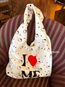 Cloud Print Large Capacity Shoulder Bag Kt Thickened Pure White Korean Style Tote Bag for Men And Women Daily Use