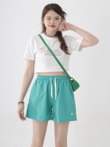 กางเกงขาสั้นทรงหลวมเอวสูงสำหรับผู้หญิง กางเกงขาสั้นกีฬาลำลองสีสันสดใส ฤดูร้อน ฤดูใบไม้ร่วง ไซส์ใหญ่ ทรงหลวม สไตล์ชายหาด