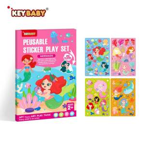 Extra Large Reusable Sticker Play Set for Kids 4 Fun Themes Mermaid Animal World Space Adventure Fairy Tale Childrens Day Gift