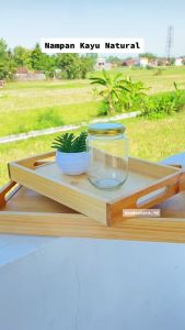 Crafted from Fir Wood and Serving Tray with Two Handles W-015