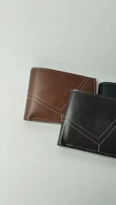 Mens soft leather multifunctional drivers license card holder business wallet with sewing