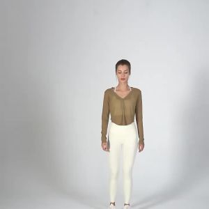 จัดส่งจากจีน [2025] แบบบาง V ท็อปโยคะแขนยาวแบบสั้น T ชุดออกกำลังกายกลางแจ้งแบบหลวม ระบายอากาศได้ดี สำหรับผู้หญิงในฤดูร้อน 3.8