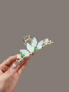 กิ๊บติดผมลายผีเสื้อดอกไม้ขนาดใหญ่สำหรับผู้หญิง 2024 กิ๊บติดผมสไตล์ย้อนยุคใหม่ สไตล์เกาหลี ชิ้นส่วนตกแต่งผมสำหรับกระโปรงทรงม้า