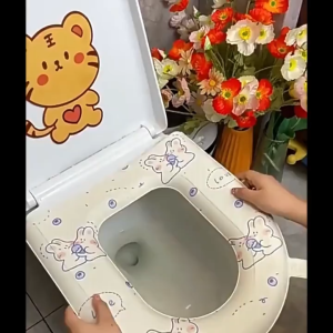 แผ่นรองนั่งชักโครก DK2 แบบโฟม แผ่นรองนั่งชักโครก ลายการ์ตูน เช็ดทําความสะอาดได้ EVA พร้อมที่จับ แผ่นรองชักโครก ถอดออกได้