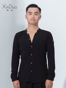 New Dore Mens Long Sleeve V-Neck Latin Dance Shirt Standard Ballroom Dancing Uniform Autumn New Style Sport Fitness Apparel