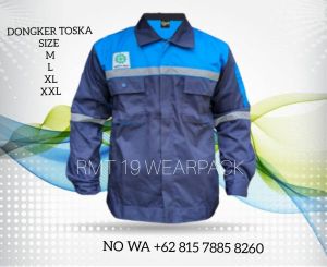 BORDIR NAMA PUNGGUNG DAN LOGO DEPAN BAJU WEARPACK SAFETY K3 ATASAN BAJU PROYEK KERJA