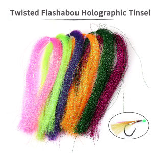 4 Bags Holographic Crystal Twisted Flash Tinsel Fishing Flies Saltwater Assist Hook Jig Lure Streamer Fly Tying Materiall