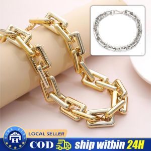 Exaggerated CCB Big Choker Necklace for Women Girl Hiphop Chunky Chain OT Buckle Necklace on the Neck Party Jewelry Gift 2022