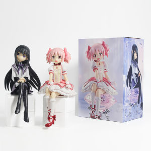 Bandai | Puella Magi Madoka Magica Akemi Homura Kaname Madoka Sitting Action Figure Vinyl Anime Pvc Statue Desktop Ornament Collectible