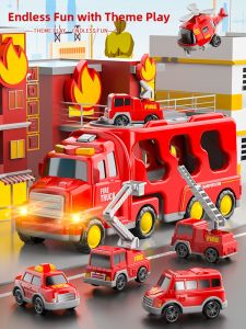 BABYSHOME | Large Capacity Multiple Function Cars for Boys Inertial Toy Vehicle Set Birthday Gift