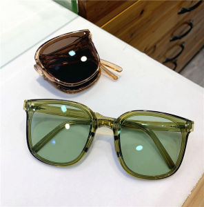แว่นกันแดดพับได้ แว่นกันแดดแบบสะท้อนแสงสีน้ำตาลสำหรับผู้หญิง แว่นกันแดดแบบขับรถสำหรับผู้ชาย สไตล์วินเทจ แว่นกันแดดแบบเรียบง่าย