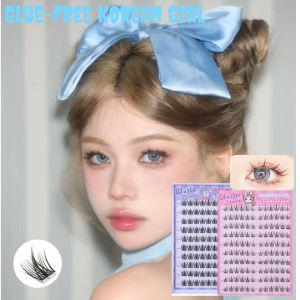 Self-Adhesive Eyelash Clusters No Glue Needed 120 Pieces Natural C-Type Self-Adhesive Eyelash Extensions Press-On Eyelashes Pre-Bonded Lash Clusters Self-Adhesive Eyelashes