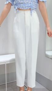 Kinwoo women Suit pants high waist Capris casual pants (24-34waist)