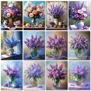 RUOPOTY Painting By Numbers For Adults Flower With Frame Handpainted Personalized Gift Paint With Numbers For Home Decors