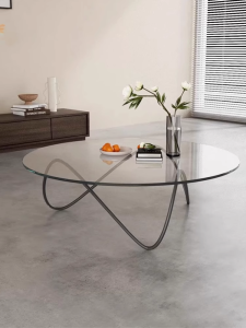 Designer Creative Tempered Glass Coffee Table round Shape Living Room Home Use Luxury Side Table Irregular Shape Balcony Table