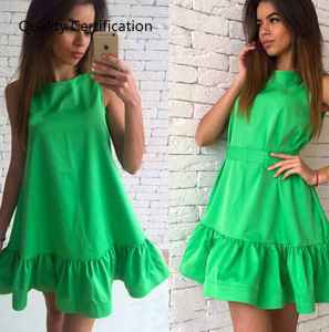 Váy Mini Bãi Biển Thường Ngày Thời Trang Mới 2020 Váy Nữ Cổ Tròn Không Tay Dài Ngắn Không Có Kiểu Dáng Váy Ngắn