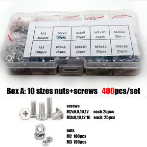 400/2100x M1.6 M2 M2.5 M3 M4 M5 304 Stainless Steel Cross Phillips Flat Ultra Thin Head Screw Bolt Nut Washer Assortment Set Kit
