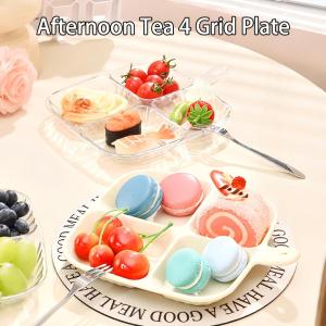 Creative 4 Grid Plate Snack Tray Onion Ginger Garlic Storage Breakfast Dinner Divided Plates Utensils Kitchen Dishes Afternoon Tea Plate