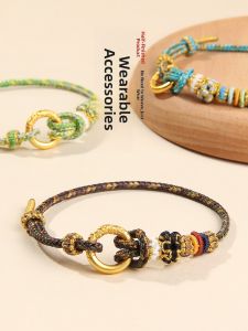 Red String Bracelet Woven by Hand with Safe Buckle DIY Semi-Finished Gold Transient Pearl New Year Bracelet for Both Men And Women