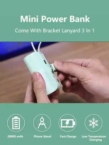 【COD/Original】Mini Powerbank 10000mAh Portable Power Bank 22.5W Fast Charging 2 in 1 Android Type-C Small Built-in Cable