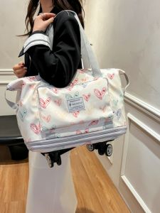กระเป๋าเดินทางความจุขนาดใหญ่ พร้อมล้อเลื่อนแบบพับได้ กระเป๋าถือสำหรับเดินทาง กระเป๋าเดินทางราคาประหยัด กระเป๋าเดินทางแบบอเนกประสงค์