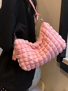 Womens Handbags Solid Lingge Underarm Bag  Cloud Bubble Puffy Sling Bag Canvas Beg Tangan Wanita Hangbag Viral Trend