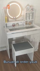 Meja Rias Lalisa LED Touchscreen Mirror | Meja Rias LED Touchscreen Minimalis | Meja Make Up Lampu LED Touchscreen Meja Rias Estetik Dan Fungsional Meja Rias Dengan Kursi Comfortable - Lazada