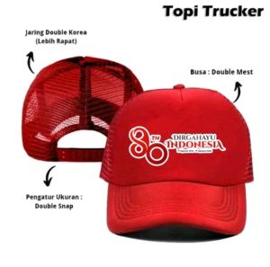 TOPI HUT RI 80 Tahun / TOPI TRUCKER HUT RI KE 80 / TOPI JARING KEMERDEKAAN RI 80 BISA BAYAR DITEMPAT (COD)