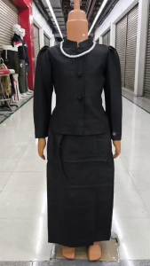 ชุดไทยสีดำเด็กหญิง ชุดไทยจิตรลดาเด็ก ชุดไทยเด็กสีดำ ชุดไทยใส่ไปงานพิธี ชุดไทยไว้อาลัย