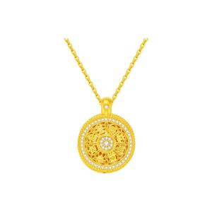 Solid Gold Eight Treasures Compass Pendant