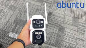10MP 5K Wireless Solar Wifi Camera Outdoor Dual Lens Dual Screens Auto Tracking Surveillance Camera 5X Digital Zoom Security CAM