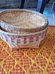 กระบุงเก็บเงินหรือเก็บของสานไม้ไผ่