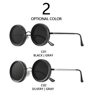 CRIXALIS 2Pcs Classic Vintage Round Adjustable Sunglasses For Men ND 1~9 Manual Dimming Sunglasses Fishing Driving Shade UV400