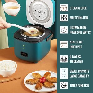 【sg】1.2L Mini Electric Non-Stick Rice cooker Multifunction With Steamer Cook Porridgewith Pot  mini电饭锅 宿舍迷你锅